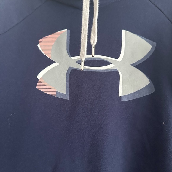 Medium Under Armour Navy Blue Hoodie with large Logo - Picture 2 of 5
